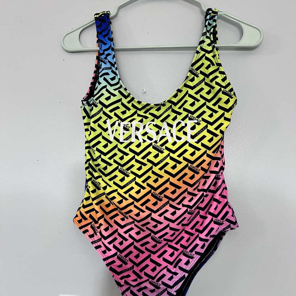 Versace Multicolor Geometric Pattern Swimsuit Sz L - image 4